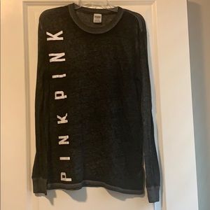 PINK Sz Large Black/Grey Burnout L/S TShirt